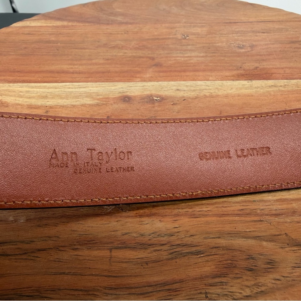 Vintage Ann Taylor Belt Italian Leather Brown, Size Small S square buckle - Picture 6 of 9